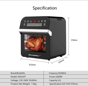 12L 1600W Air Fryer Oven Toaster Rotisserie and Dehydrator With LED Digital Touchscreen, 16-in-1 Countertop Oven