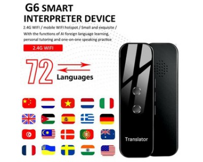 Portable G6 Smart Voice Speech Translator Two-Way Real Time 70 Multi-Language Translation For Learning Travelling Business Meet