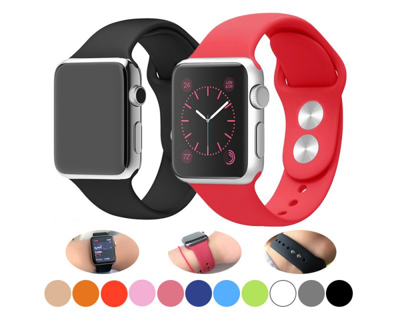 Silicone band for Apple Watch 38mm 42mm Sport Bracelet Rubber Watch strap for Iwatch 5 4 44mm 40mm for Apple Watch 3 2 1