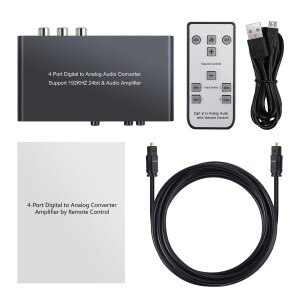 DAC Audio Converter Adapter with Volume Control IR Remote
