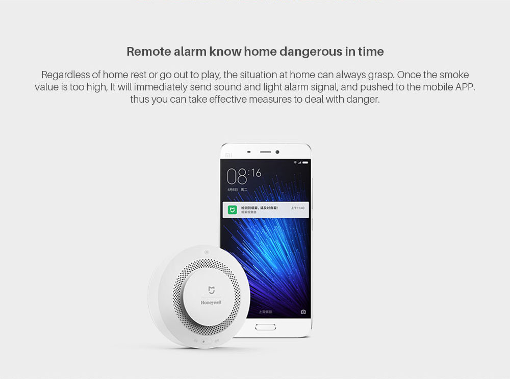 Xiaomi Mijia Honeywell Fire Alarm Detector GasSmoke Sensor work with Multifunction gateway 2 Smart Home security APP control (2)