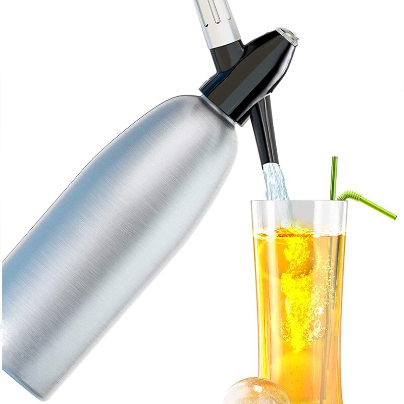Soda Water Siphon Home Drink Juice Machine Bar Beer Soda Syphon Maker Steel Bottle Soda Stream Foam Cylinders Co2 Injector 1L