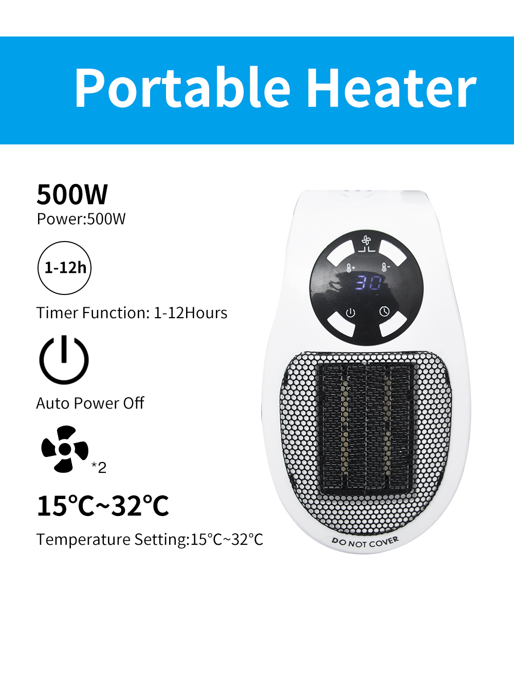 Mini Desktop Wall Stove Radiator Warmer Machine Remote Electric Handy Heater