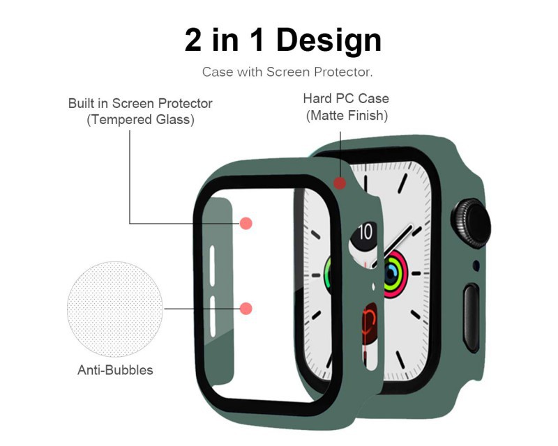 Glass+case For Apple Watch serie 5 4 44mm 40mm iWatch 3 42mm 38mm Tempered bumper Screen Protector+cover apple watch Accessories
