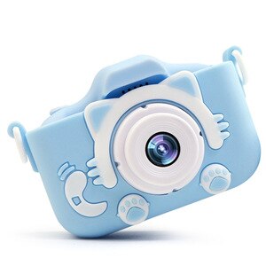 Dual Lens USB Charging 2 Inch HD Screen Cartoon Take Pictures Plastic Children Camera With Protective Case Birthday Gift Digital