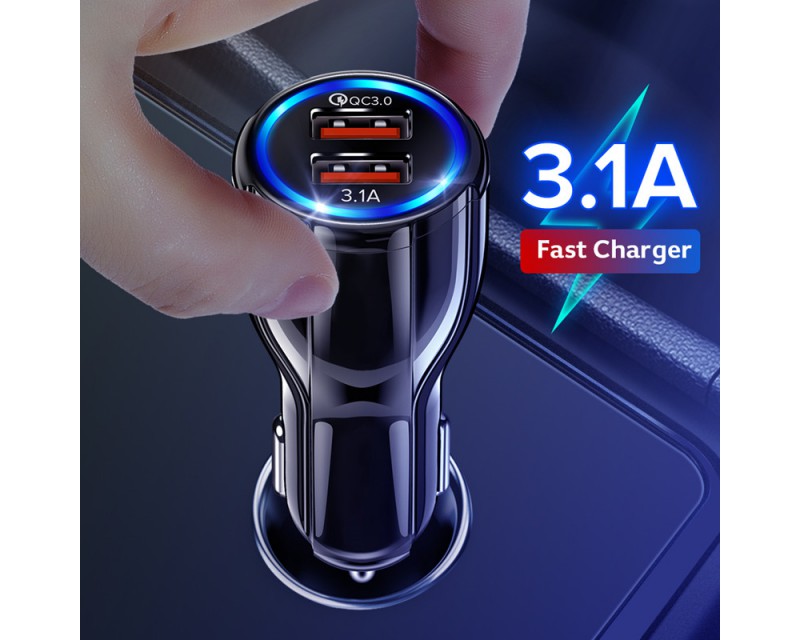 18W 3.1A Car Charger Quick Charge 3.0 Universal Dual USB Fast Charging QC For iPhone Samsung Xiaomi Mobile Phone In Car
